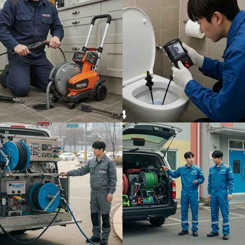 논현동 하수구 뚫음 야간 작업